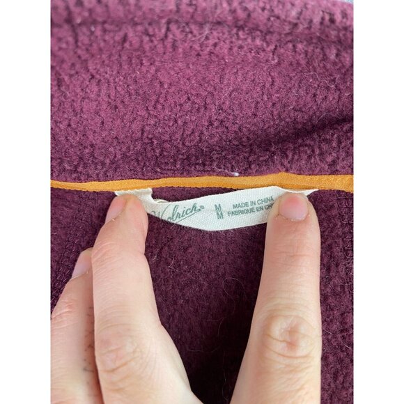 Woolrich Fleece Jacket Women's Medium Dark Red Full Zip Fleece Pockets Mock Neck - Picture 2 of 5